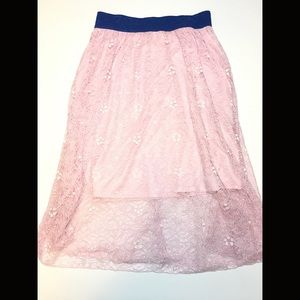 LuLaRoe Pink Lace Lola Skirt